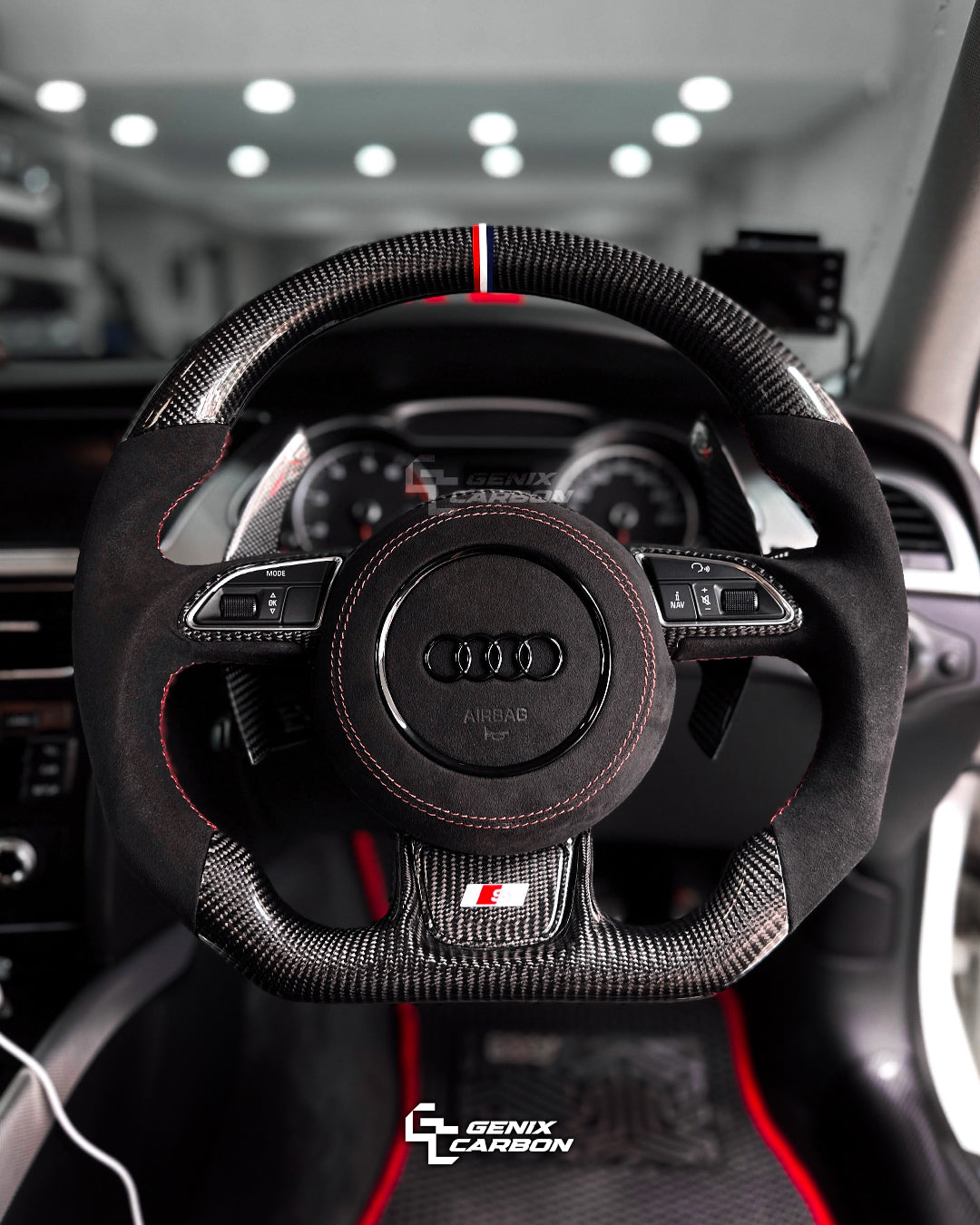 Audi 2012+ A1 A2 A3 A4 A5 A6 A7 A8 S1 S3 S4 S5 S6 S7 S8 Q5 Q7 RS3 RS4 RS5 RS6 RS7 Carbon Fiber Steering Wheel