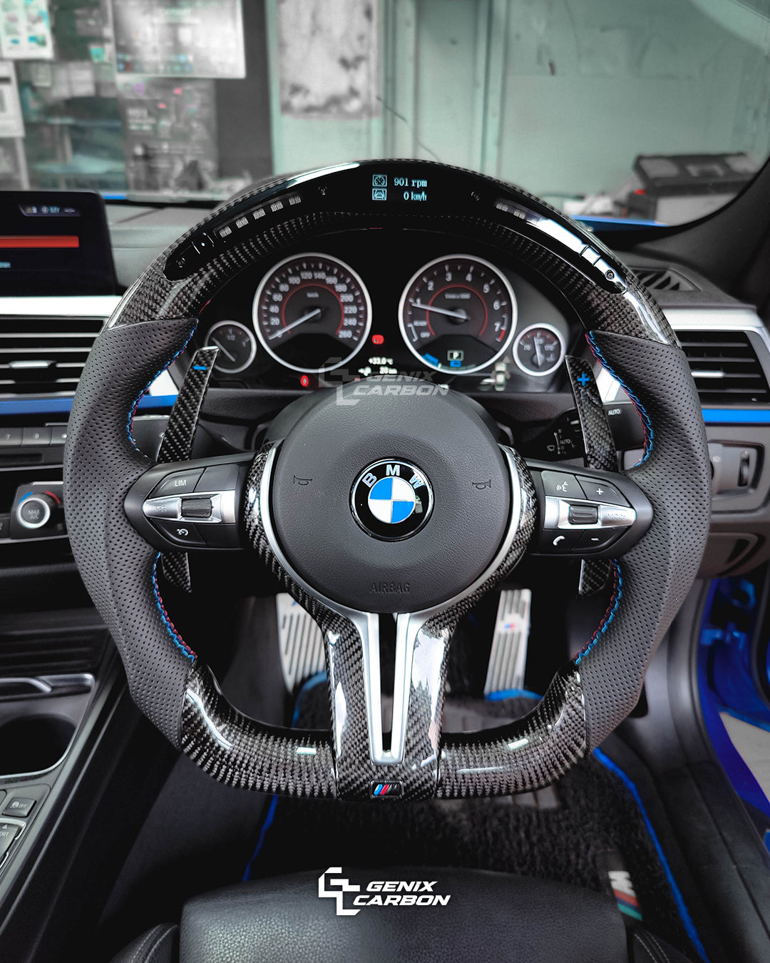 BMW ALL F-Series M Sport Carbon Fiber Steering Wheel (Retrofittable for all BMW 2010+)