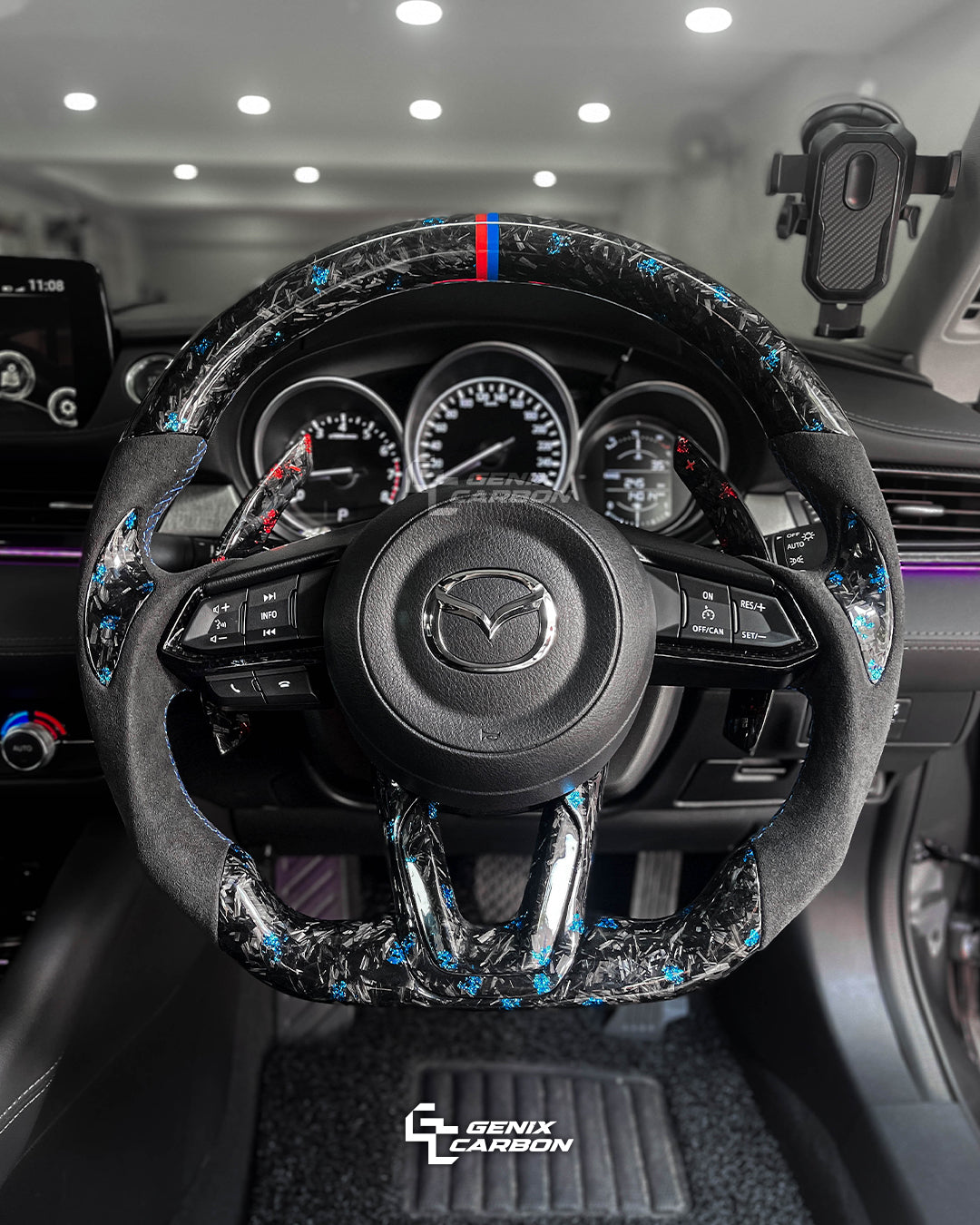 Mazda customizable carbon fiber steering wheel.