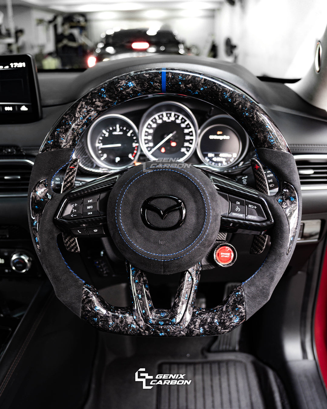 Mazda customizable carbon fiber steering wheel.