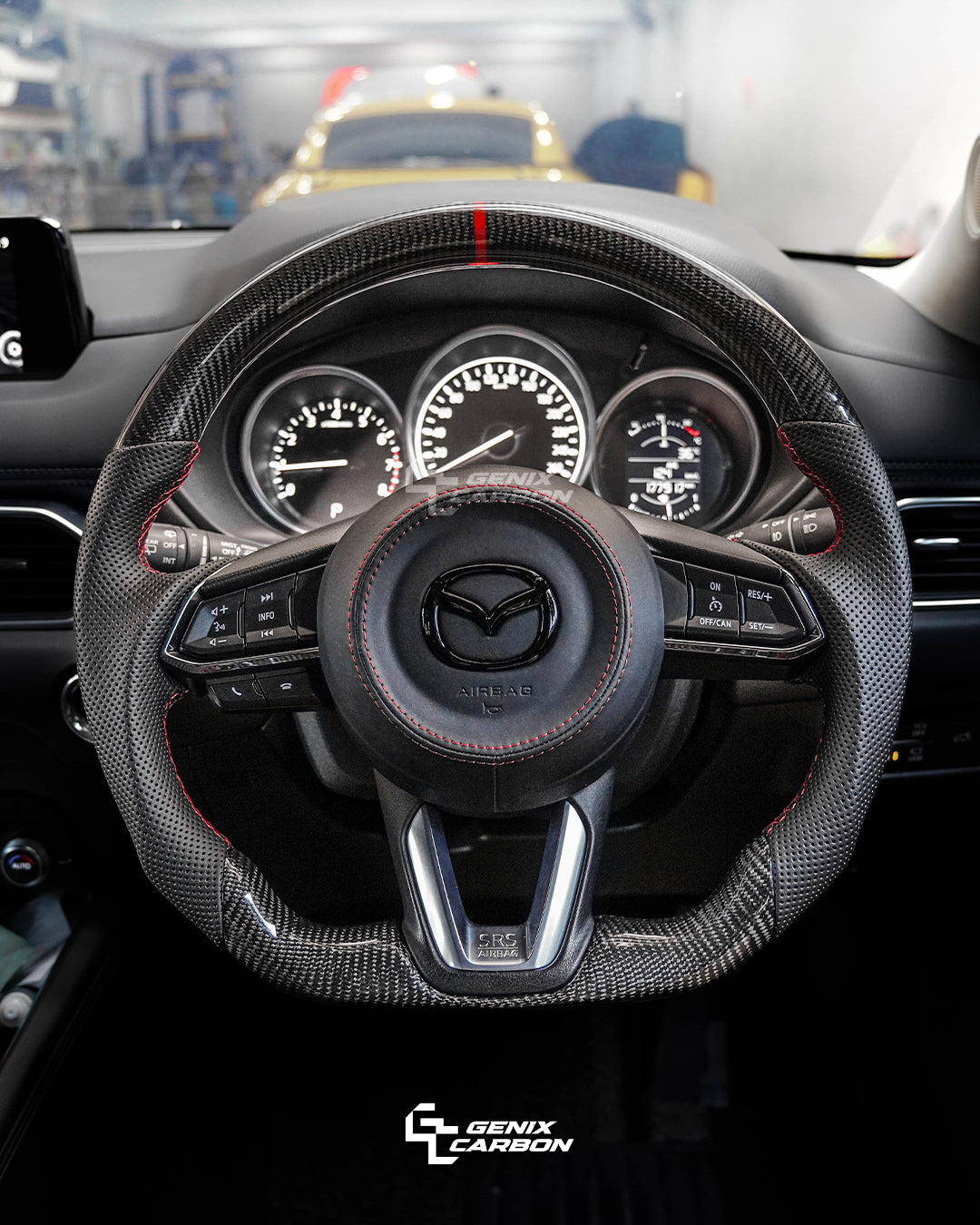 Mazda customizable carbon fiber steering wheel.