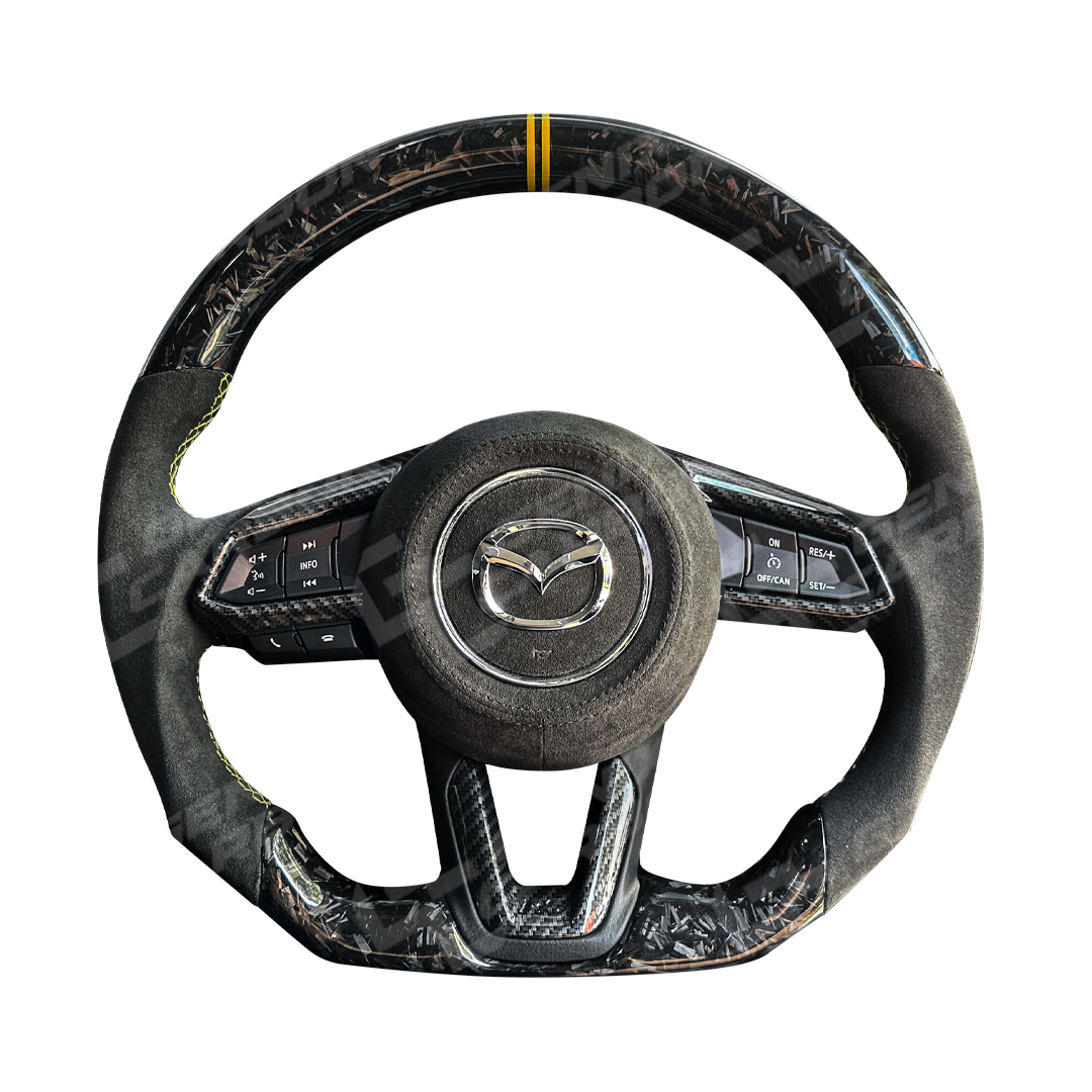 GENIX CARBON Mazda customizable carbon fiber steering wheel.