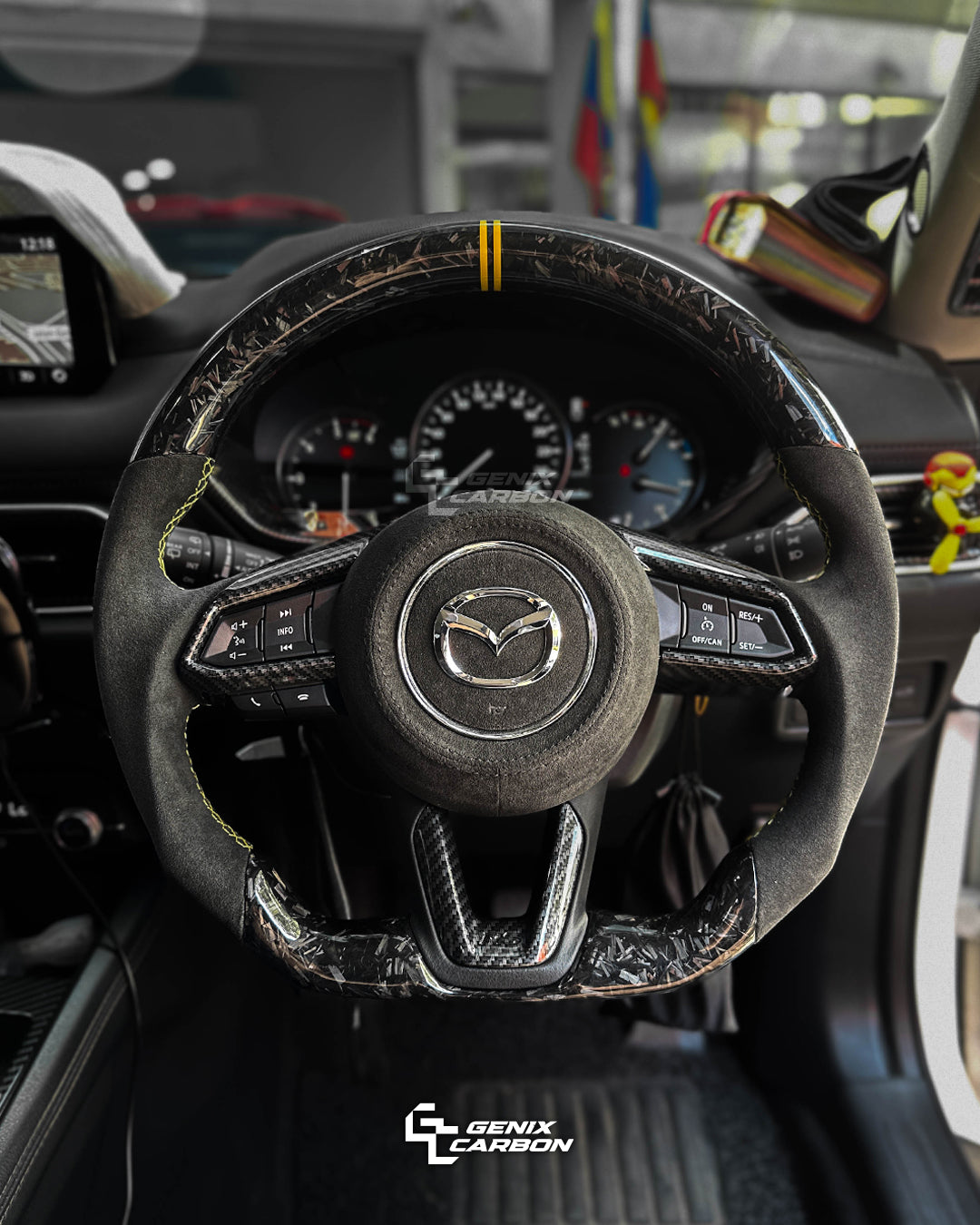 GENIX CARBON Mazda customizable carbon fiber steering wheel.