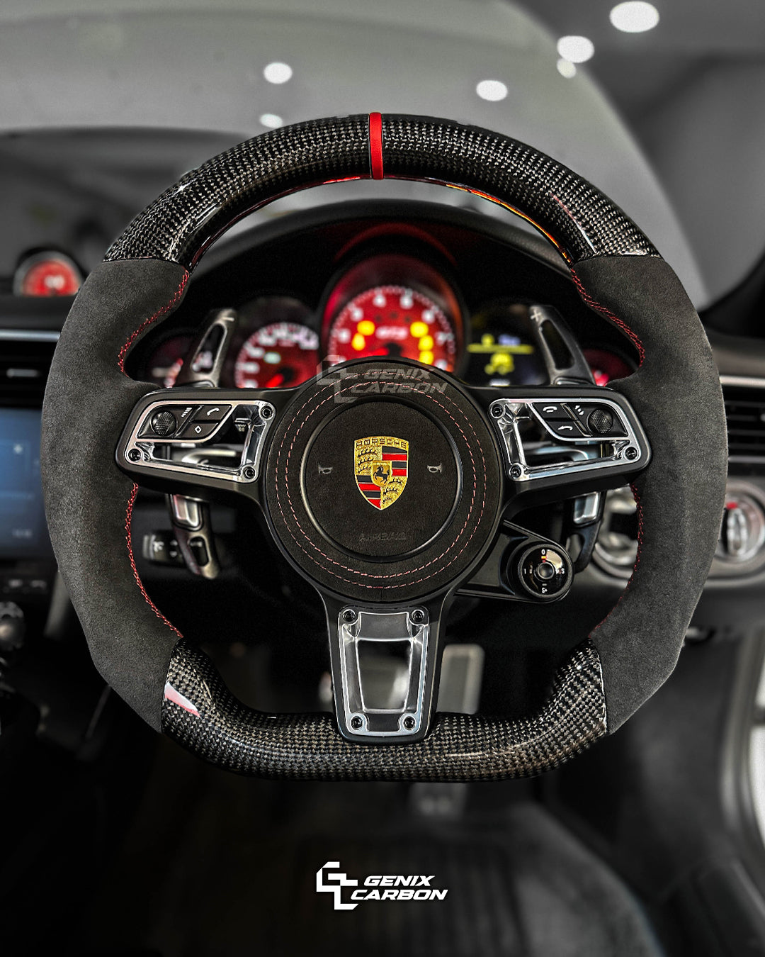 Porsche 911 (991) (997.2) / Panamera (971) / Cayman 718 (982) / Cayenne (958.2) / Macan Carbon Fiber Steering Wheel (Retrofittable to most Porsche 2010+)
