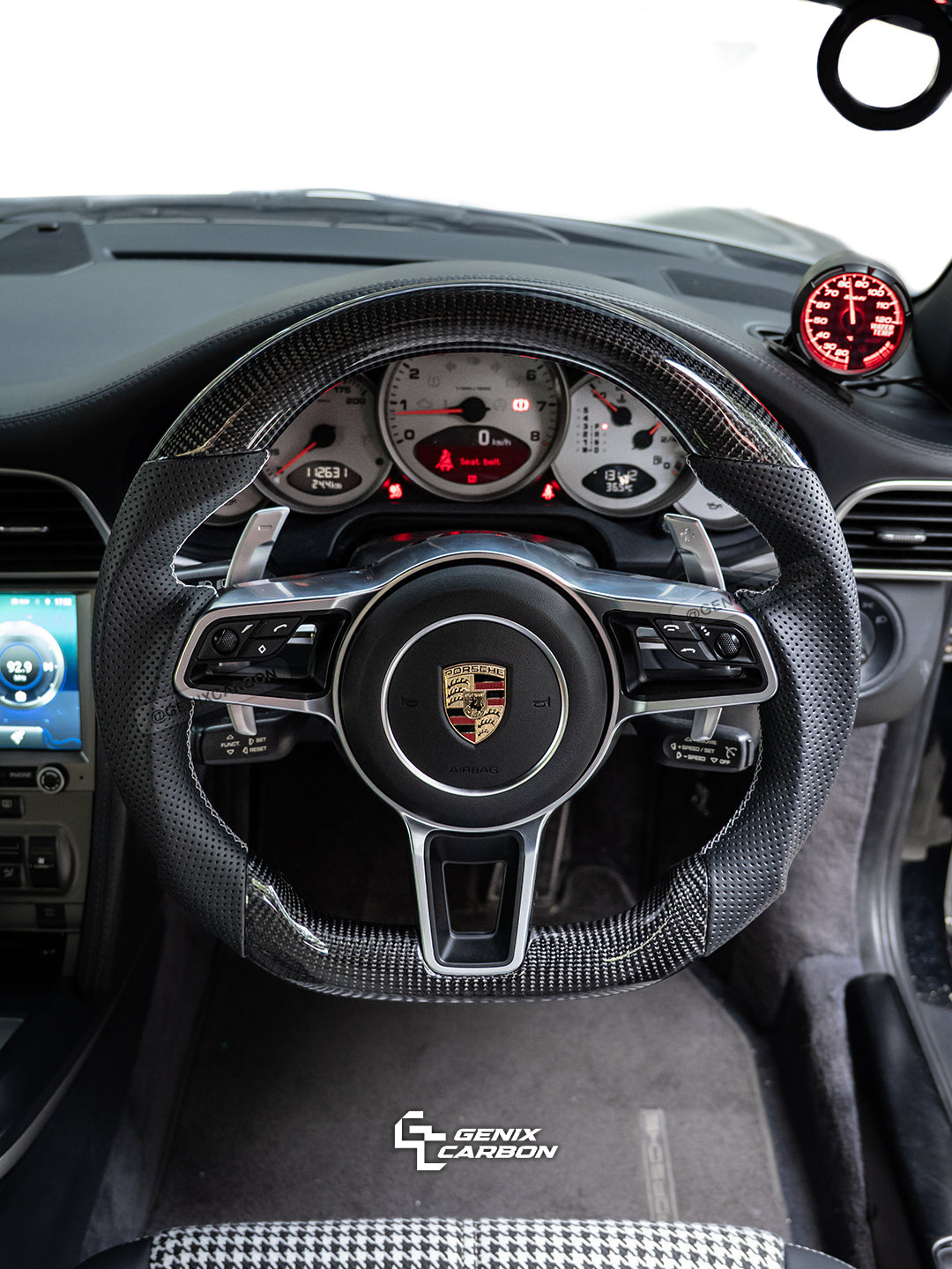 Porsche 911 (991) (997.2) | Panamera (971) | Cayman 718 (982) | Cayenne (958.2) | Macan Custom Carbon Fiber Steering Wheel (Retrofittable to most Porsche 2010+)
