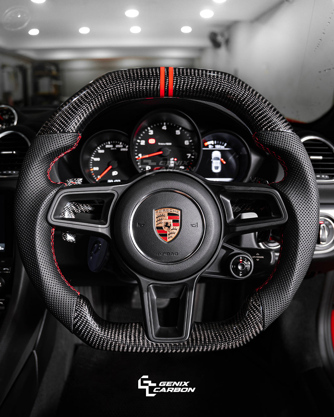 Porsche 911 (991) (997.2) / Panamera (971) / Cayman 718 (982) / Cayenne (958.2) / Macan Carbon Fiber Steering Wheel (Retrofittable to most Porsche 2010+)