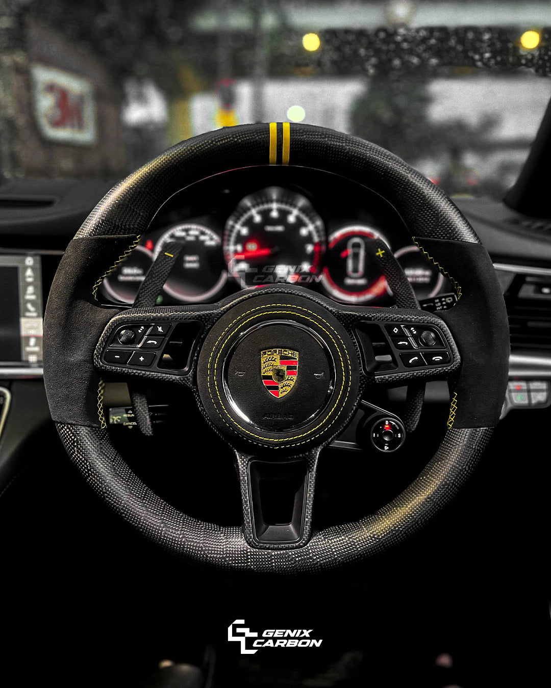 Porsche 911 (991) (997.2) / Panamera (971) / Cayman 718 (982) / Cayenne (958.2) / Macan Carbon Fiber Steering Wheel (Retrofittable to most Porsche 2010+)